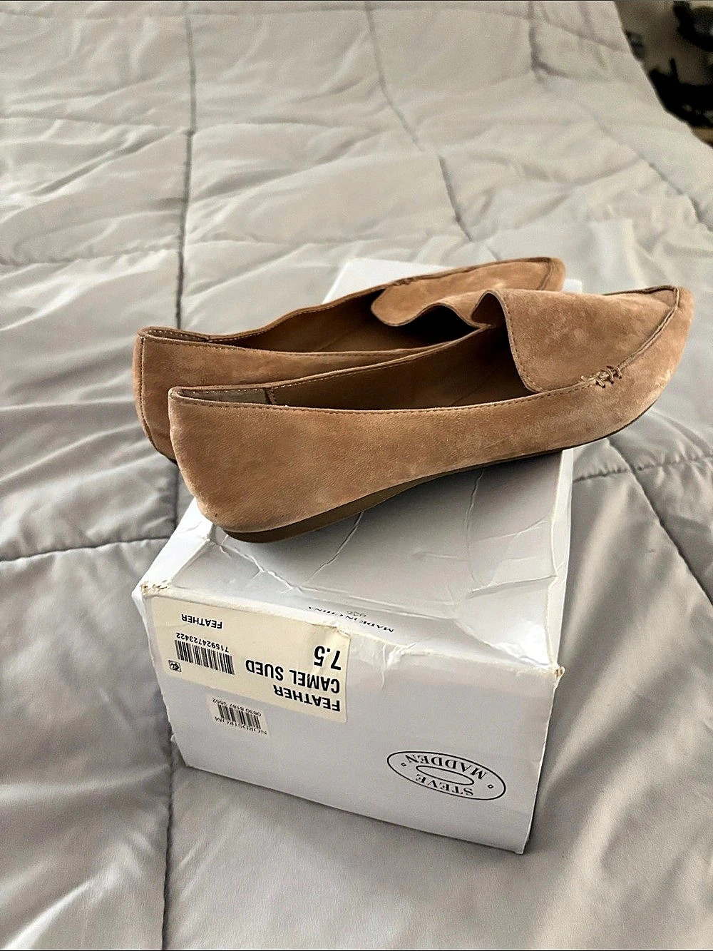 Feather Suede Moccasins Brown US 7.5